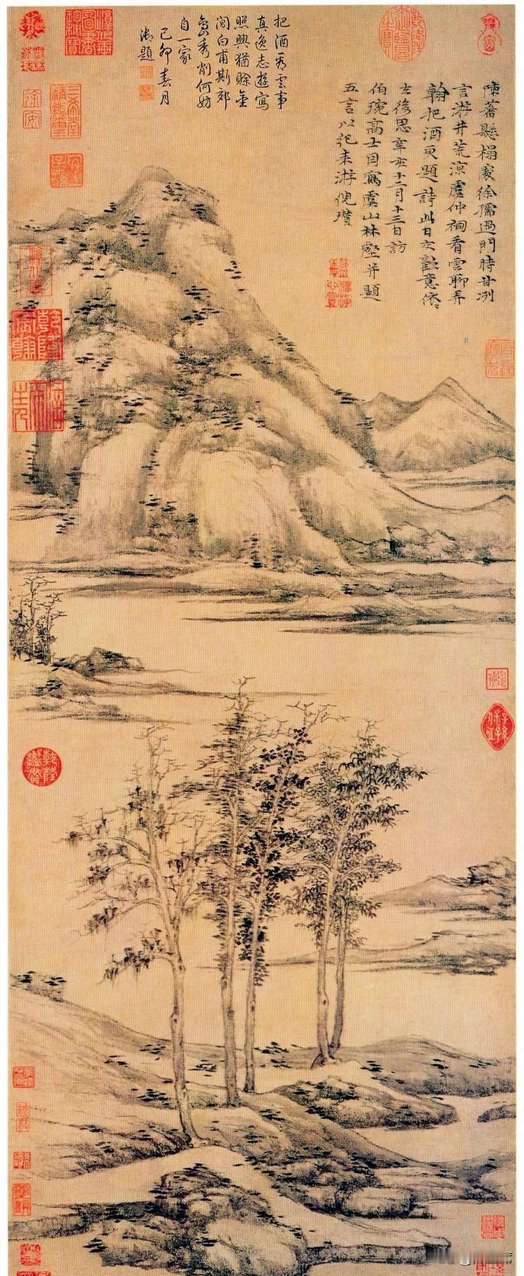 倪瓒把山水画从“描摹自然”转向书写内在心境，明清数百年文人山水，几乎无人不学云林