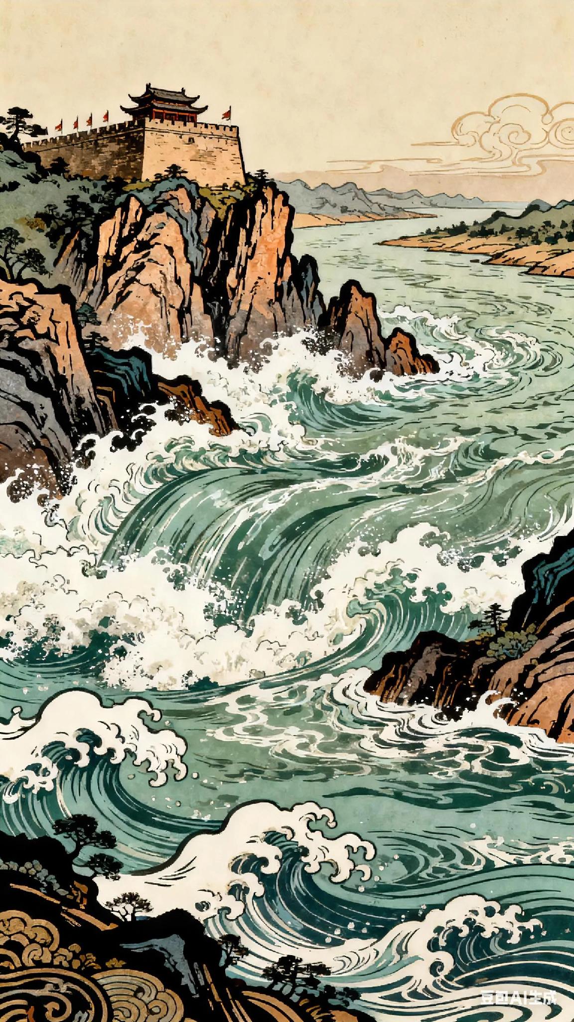 《念奴娇》宋、苏轼。大江东去，浪淘尽，千古风流人物。故垒西边，人道是