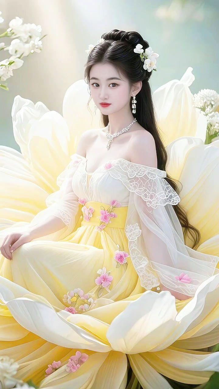 花神仙子国风的美感古风花神花神妆汉服小姐姐