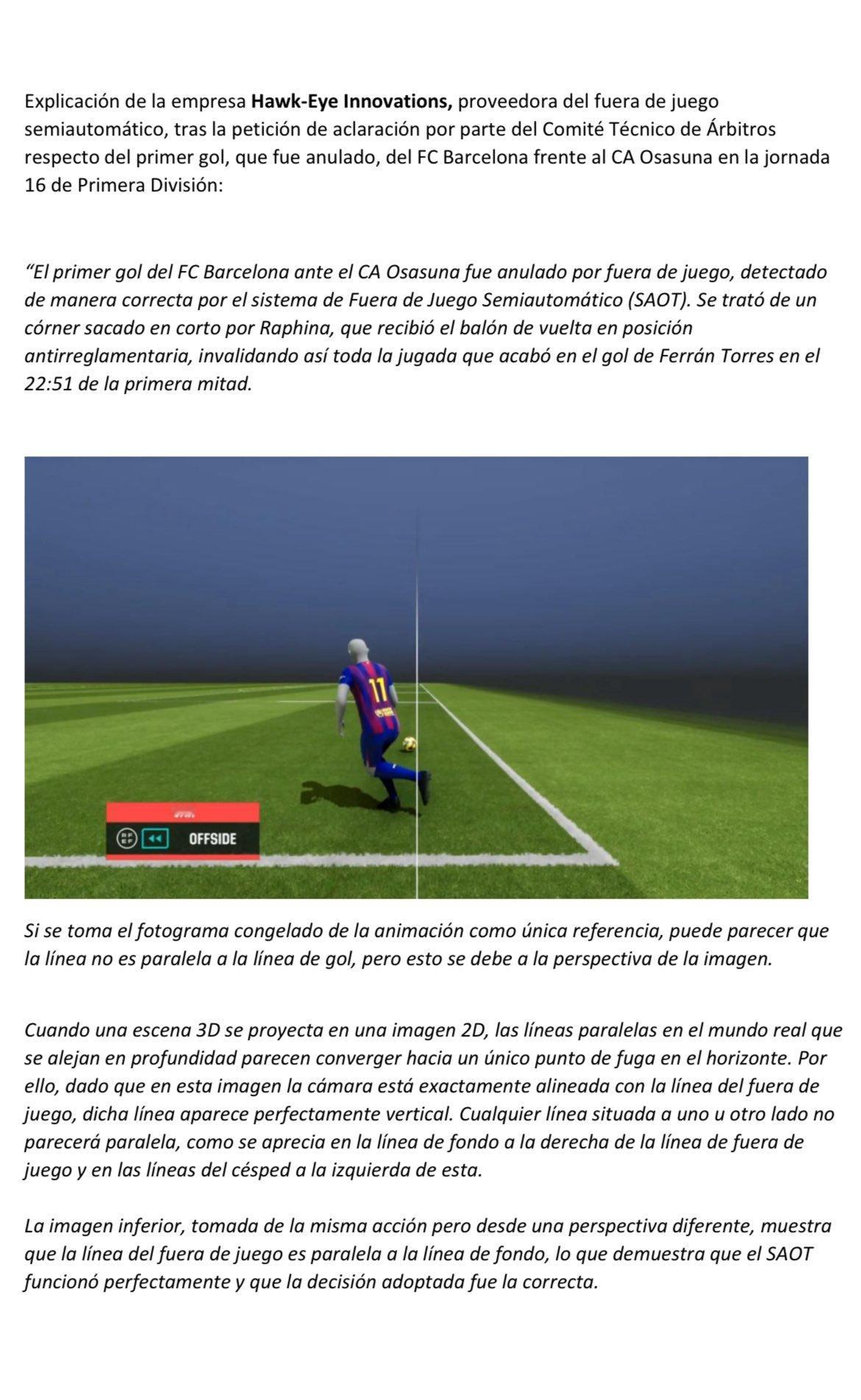 西足协官方解释为什么巴萨越位的VAR回放划线不平行，理由是：“如果仅以动画中的单