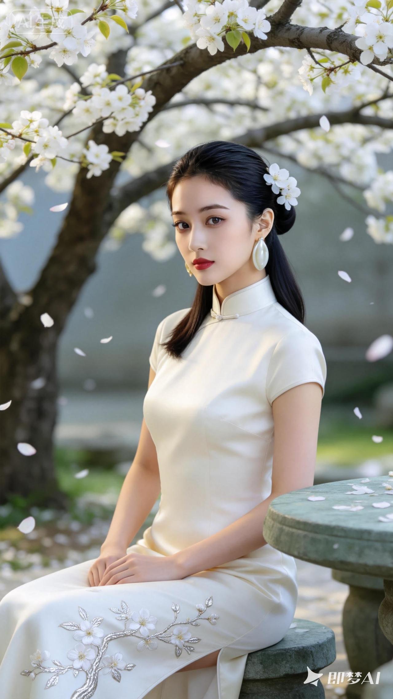 樱花树下，古典美人，静谧时光。