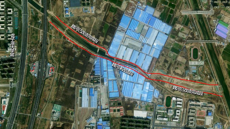 汛期来了，安全隐患不可大意！从地图来看，郑州龙子湖大学城拥有南北两条自然排水河