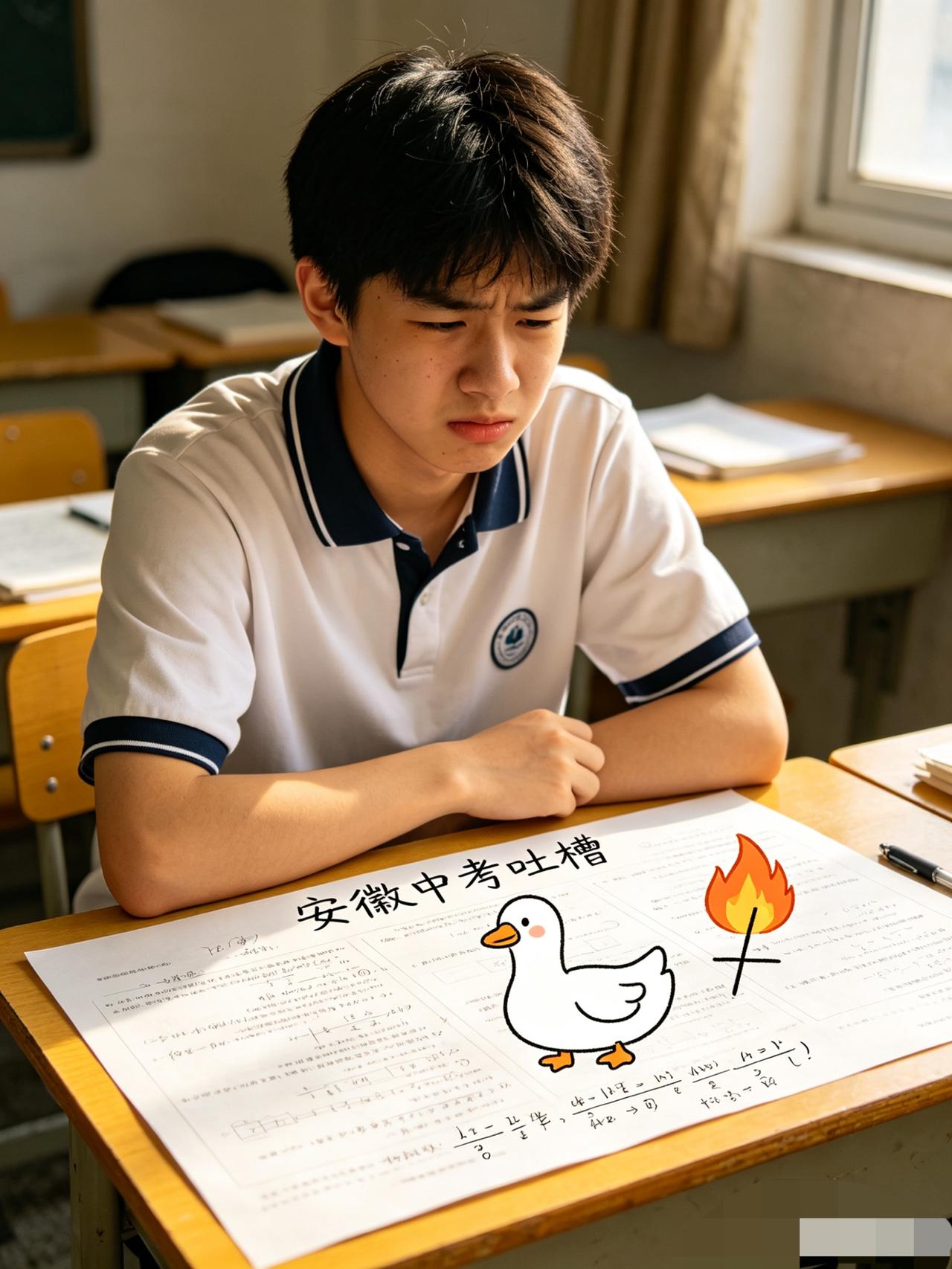 安徽中考吐槽语文古诗考咏鹅行吧嗒吧嗒是啥阴。。数学选择题考比0小行