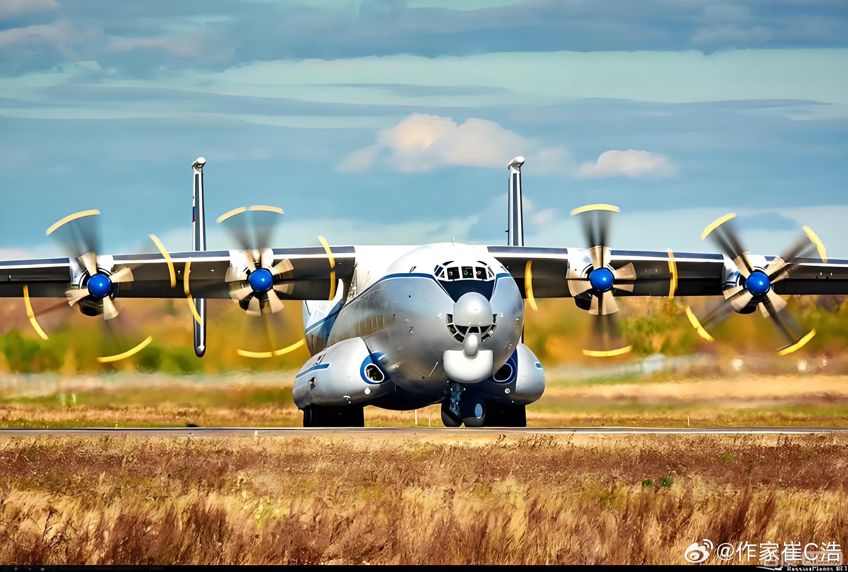 今天，俄罗斯一架俄国防部An-22军用运输机在伊万诺沃州富尔马诺夫斯基上空飞行时