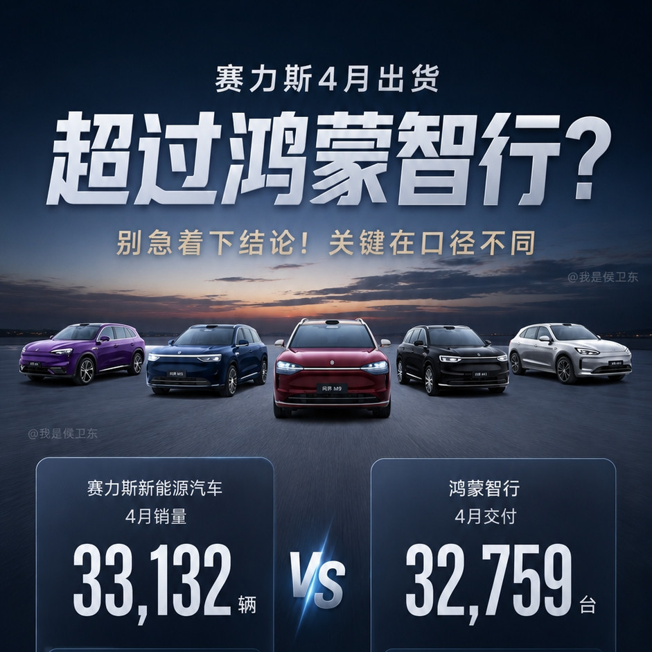 别急着说“赛力斯反超鸿蒙”，这里差的是统计口径。