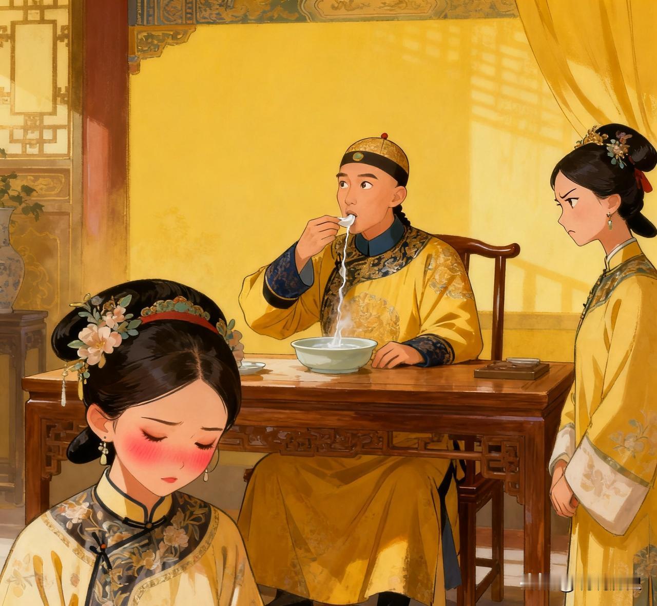 乾隆醒来，对一个宫女说，“你来伺候朕冲龙沟。”宫女听完后开心不已，赶紧回应，“