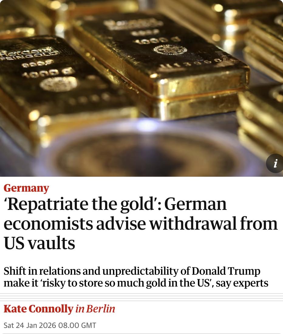英媒：德国经济学家建议从美国金库撤回黄金。德国是世界第二大黄金储备国，其中约
