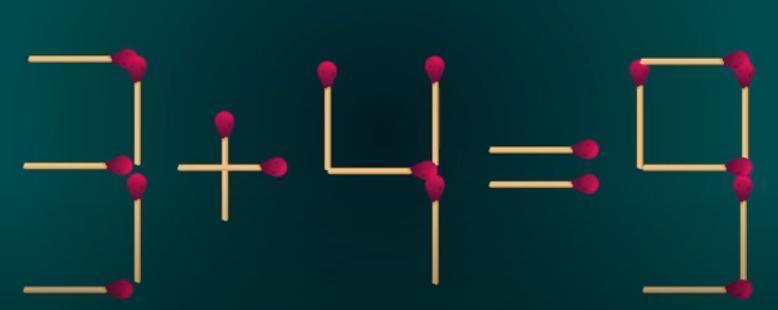 火柴棒搭出“3+4=9”啦，不过这等式不太对呢！现在请你当“火柴小