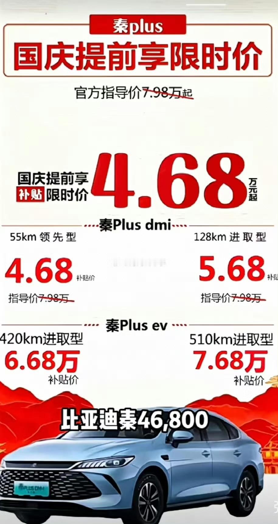 比亚迪秦的促销海报您满意吗？？？