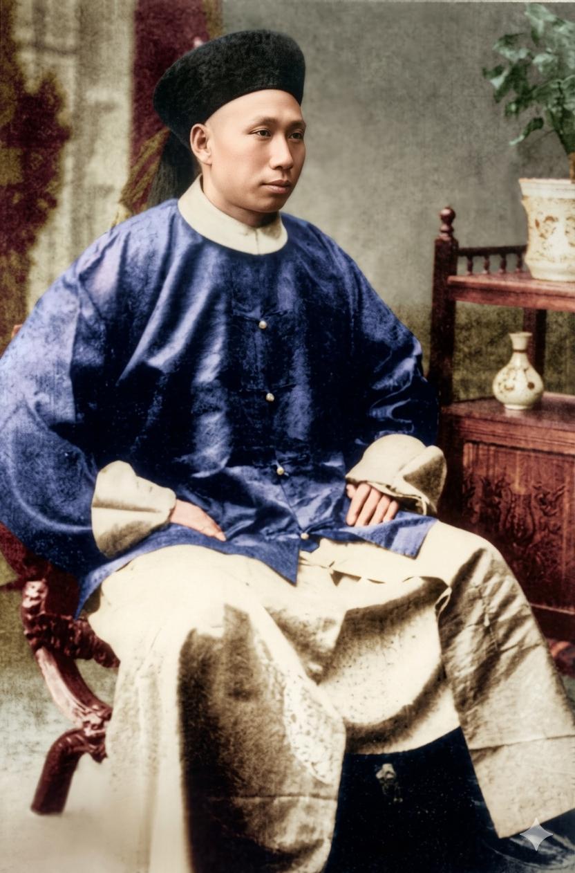 这张照片是北洋水师提督丁汝昌，据考证摄于1875年的天津，是他人生中最早的存世照