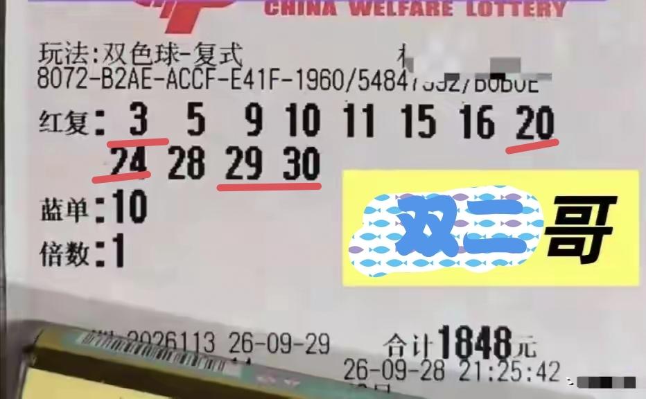 双二哥威武，豪取四等奖。在昨日开奖的第113期福彩双色球当中，网络名人孙二哥所