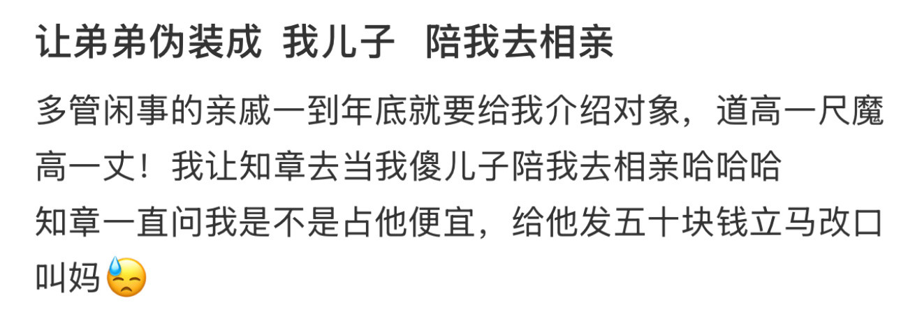 让弟弟伪装成我儿子陪我去相亲