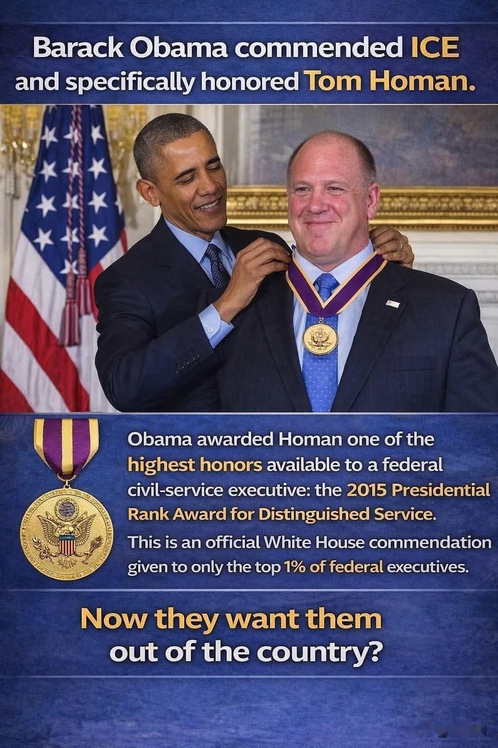 汤姆·霍尔曼在奥巴马执政期间因在ICE的工作而获得杰出服务奖，现在却成了纳粹分子