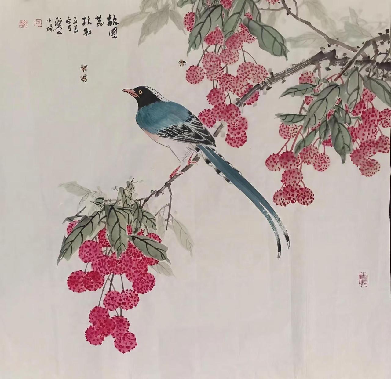 写意花鸟。花鸟画创作者中心创作灵感花鸟作品分享中国画荔枝