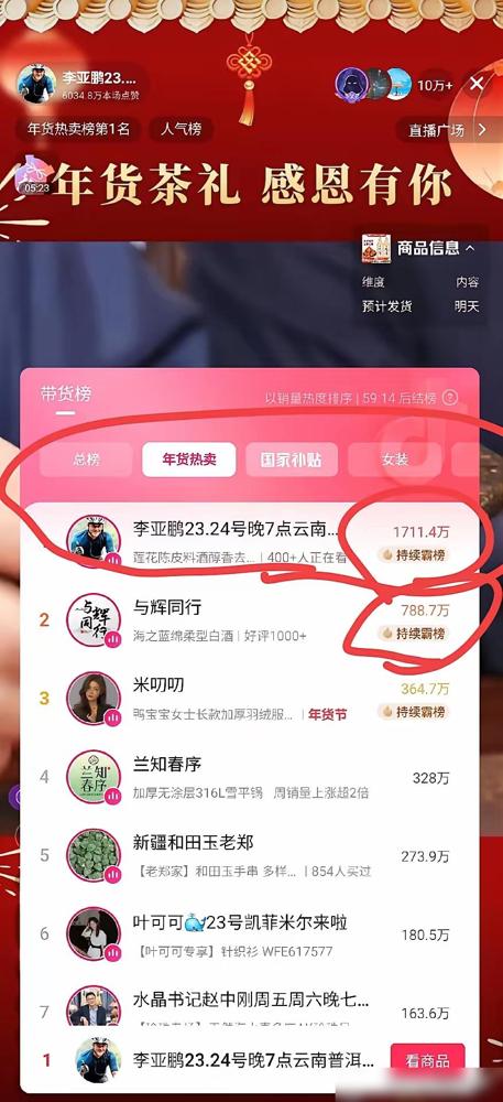 1711万。李亚鹏只用一小时，就让董宇辉感到了寒意。这个冰冷的数字像一记重锤