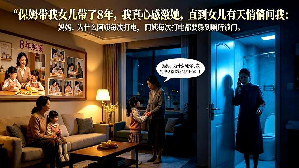 女儿忽然问我：“妈妈，为什么阿姨每次打电话都躲厕所还反锁？”那一下，我才意识到，