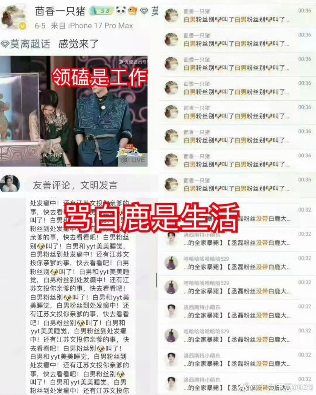 丞磊丞磊粉丝领磕是工作，🐎白鹿是生活，活该被全屠阿～