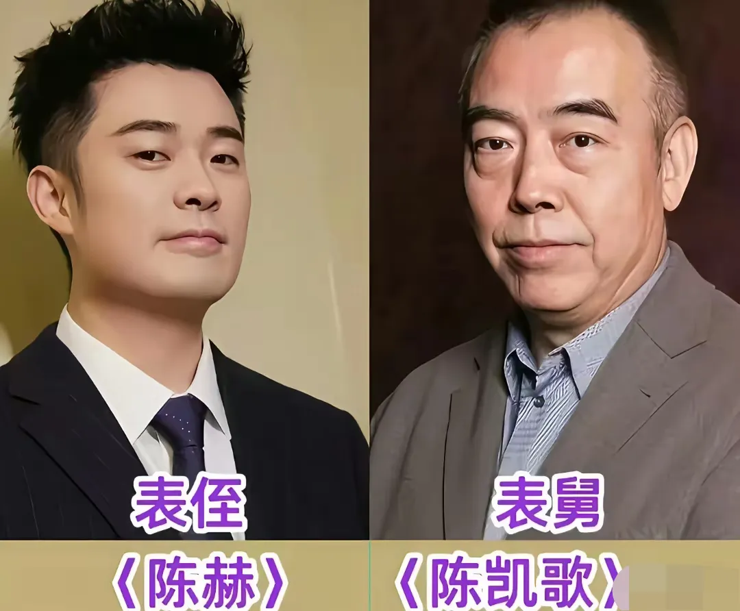 陈凯歌和陈赫之间有亲戚关系。孙俪和胡慧中之间有亲戚关系。陈梦和黄晓明之间有亲戚关系。吕行和葛优之间有