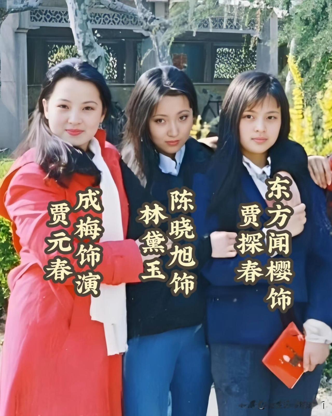 这样一对比，当年的红楼梦几位美女演员中，陈晓旭确实是最一般的一个，长相都没有旁边