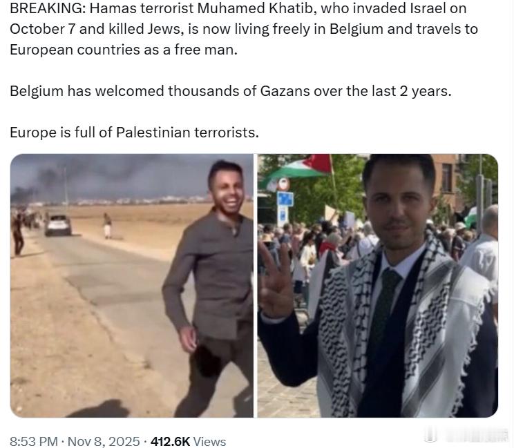 哈马斯恐布分子穆罕默德·卡蒂布，曾在10月7日入侵以色列并S害犹太人，如今却在比