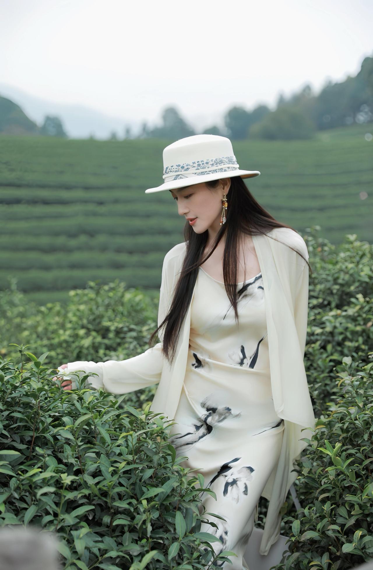 茶园春色里，佳人笑语间。