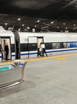 姑娘你这是要干嘛，等朋友也不能这样做，影响高铁运行……