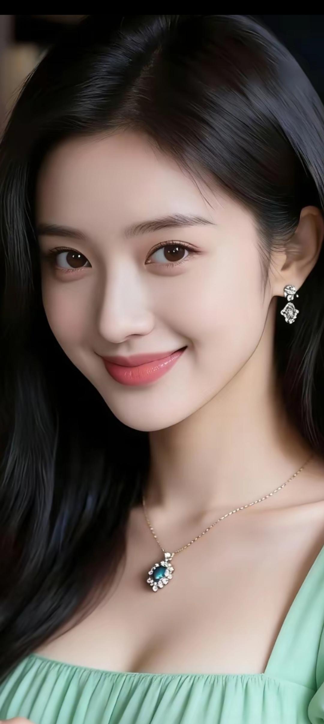 温柔甜美的微笑，搭配精致的首饰，尽显优雅气质。