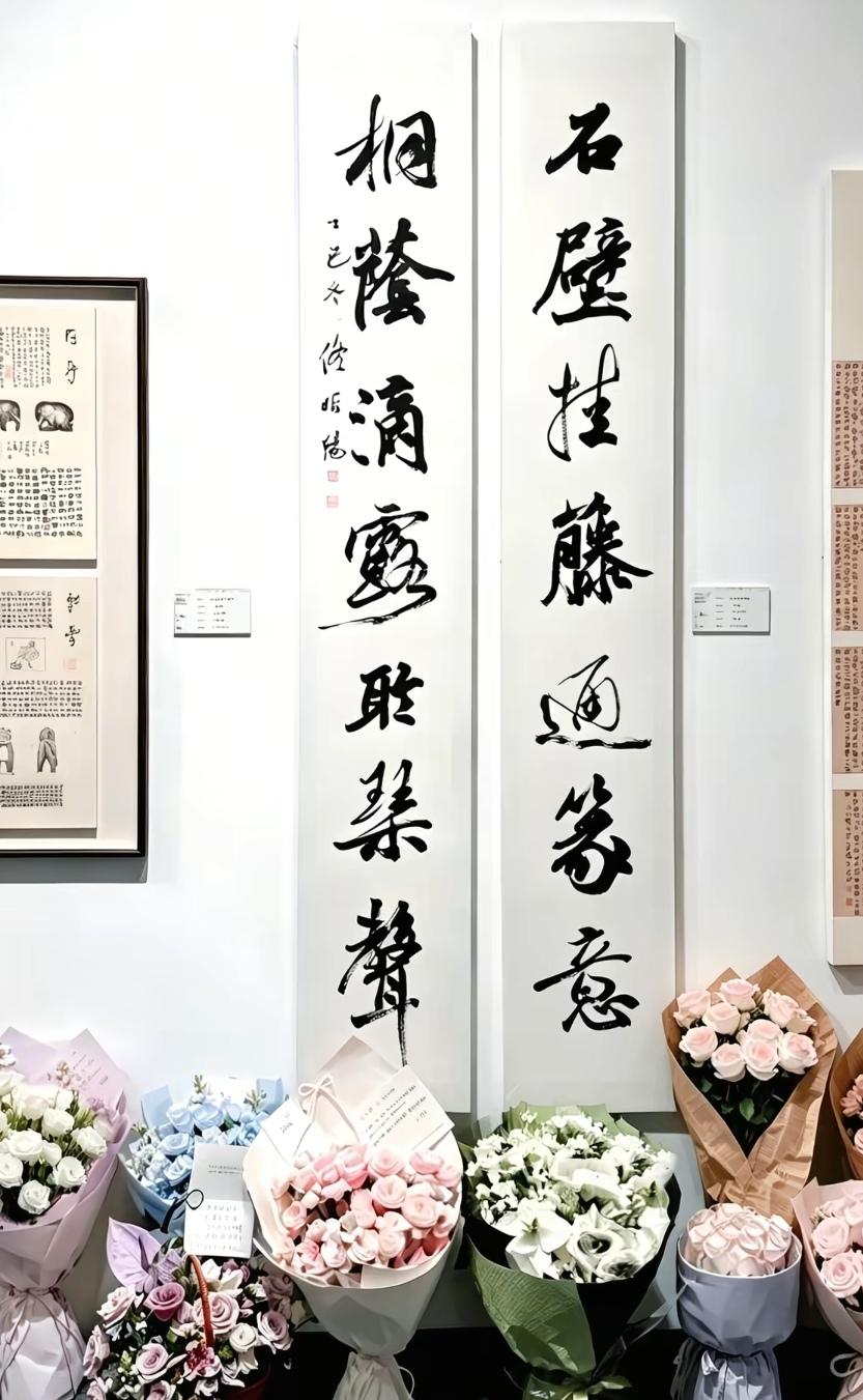 一个书法专业毕业女生的书法作品（行书楹联）