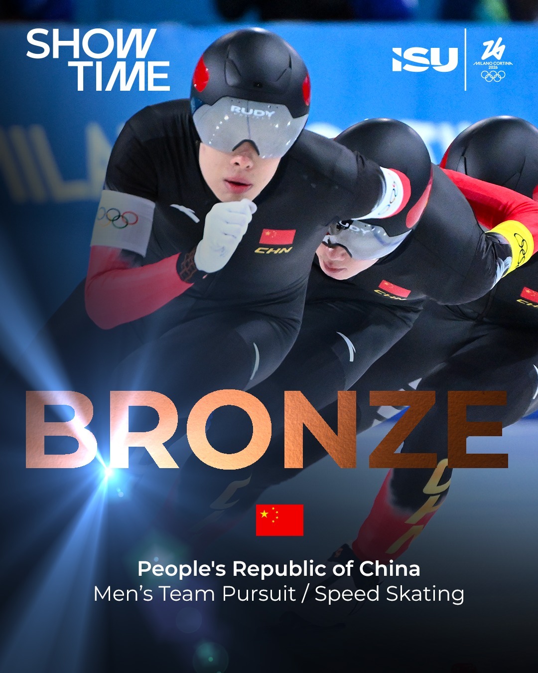 #团体追逐男队说铜牌只是开始#米兰冬奥会速度滑冰男子团体追逐，中国队击败传统强