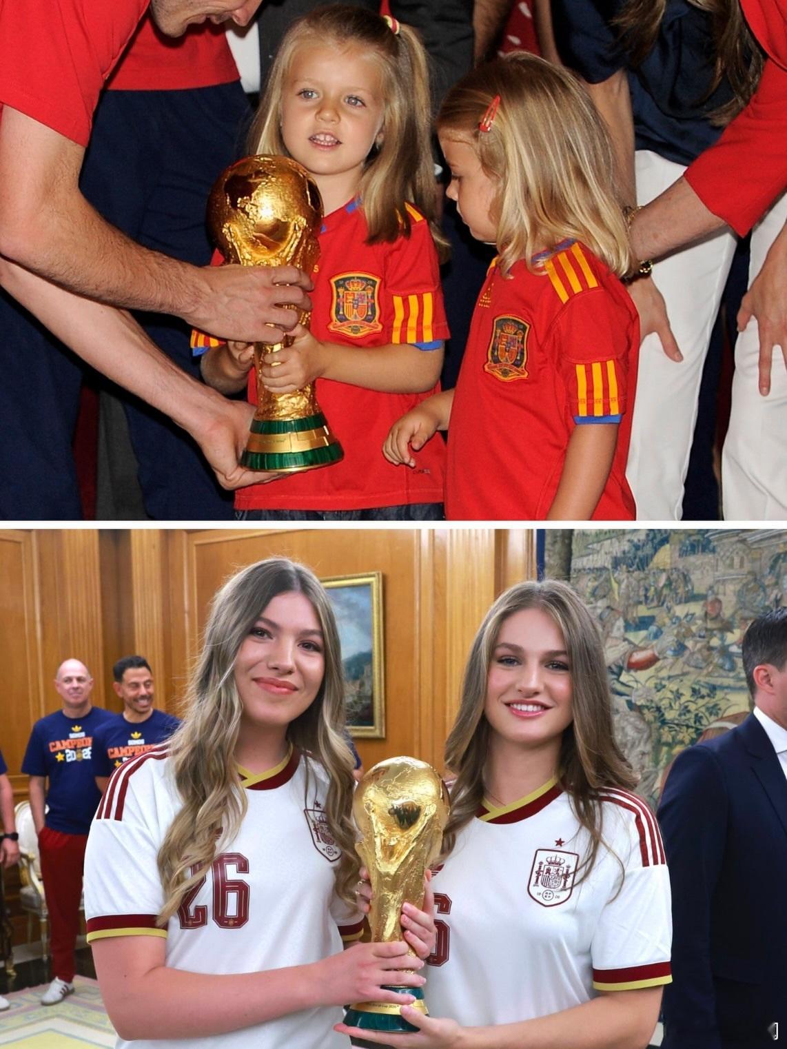 西班牙王室🇪🇸跨越16年的时光，姐妹俩再次捧起大力神杯世界各国王室莱昂诺尔