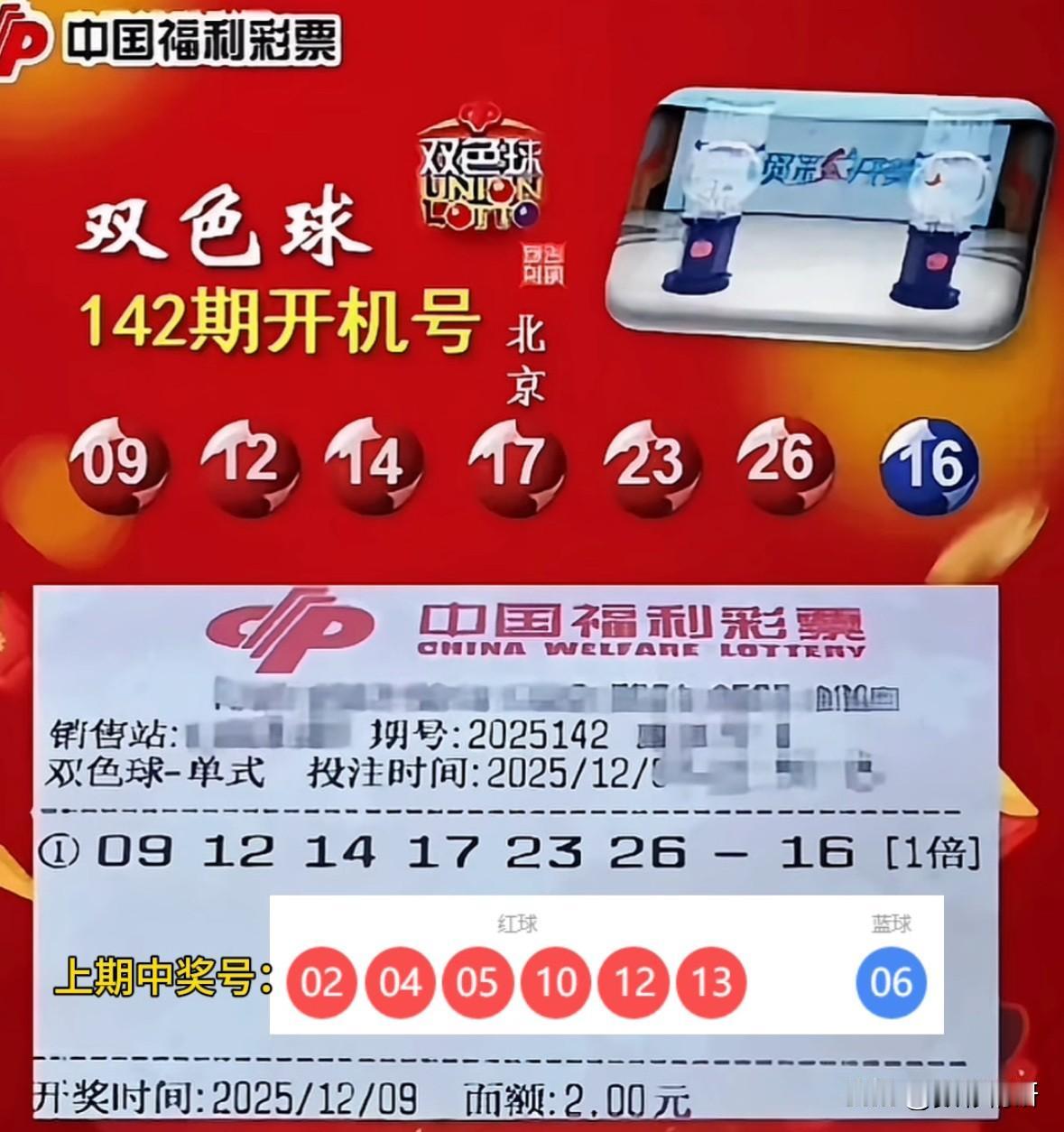 双色球第25142期开机号码正式揭晓!回望上期开机号曾精准命中红球02与04，而