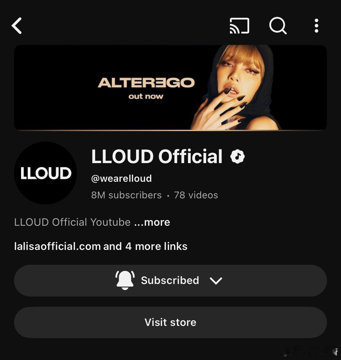 LLOUD官方You/Tu/Be频道粉丝突破800万，总观看次数突破19亿次！