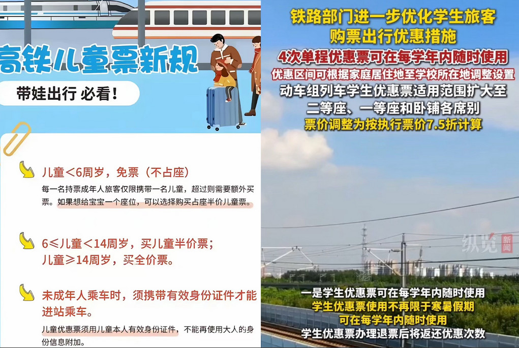 火车购票出了新规定：不再以身高为判定标准，而是改按年龄划分！其中明确，年龄不