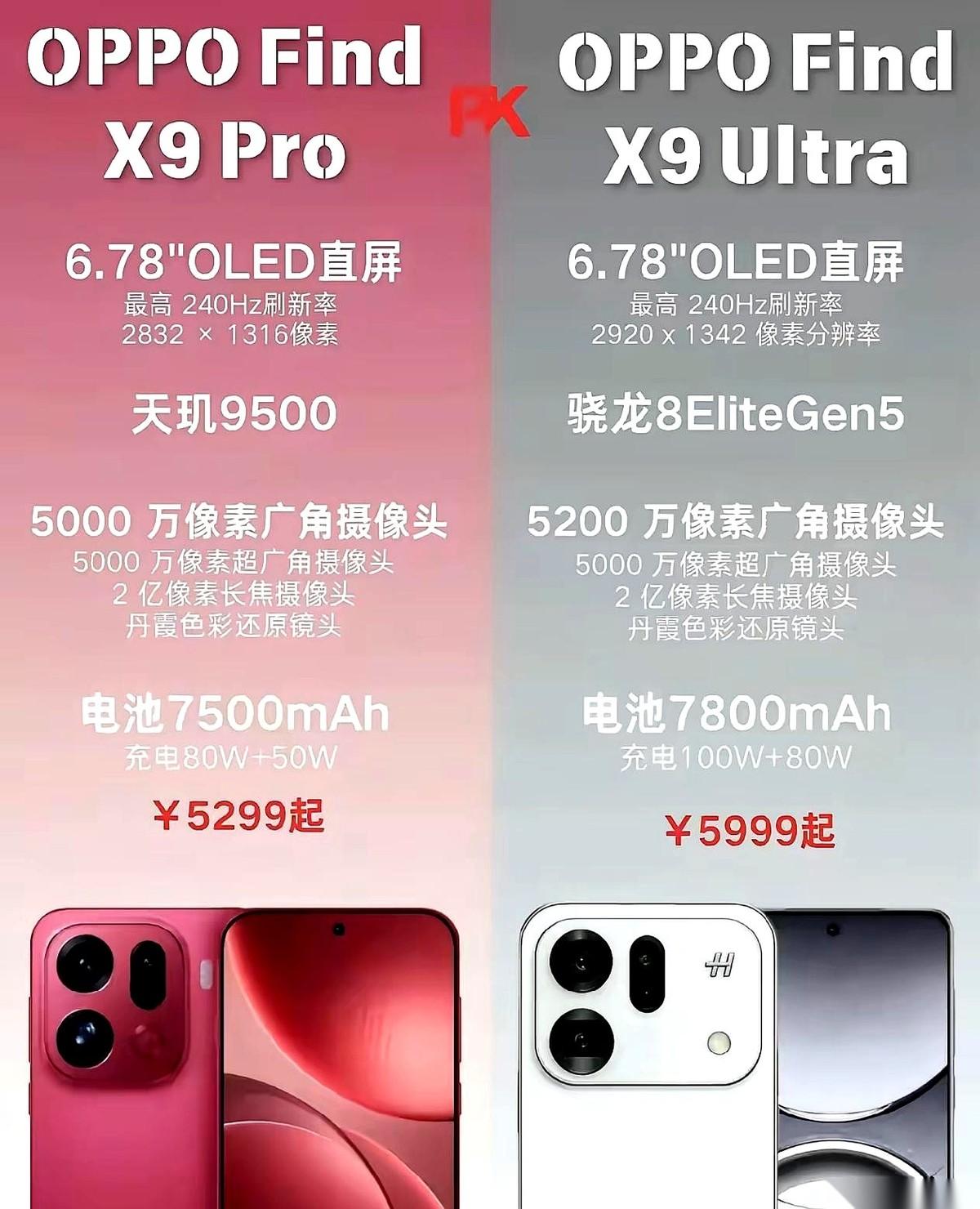 柜台上，两台手机并排摆着，一台是OPPOFindX9Pro，另一台是Ult
