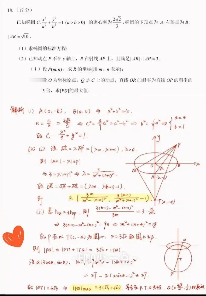 今年高考数学考完，女儿哭丧着脸说被椭圆题难惨，说这题几乎难倒一多半考生。我虽不懂