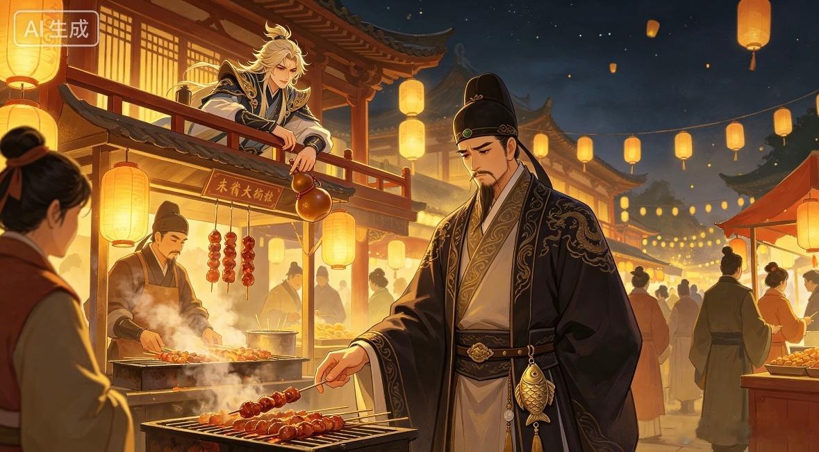 微小说大赛、奇思妙想《长安夜市奇遇记》长安城的夜市刚亮起灯笼时，李白正趴在朱雀