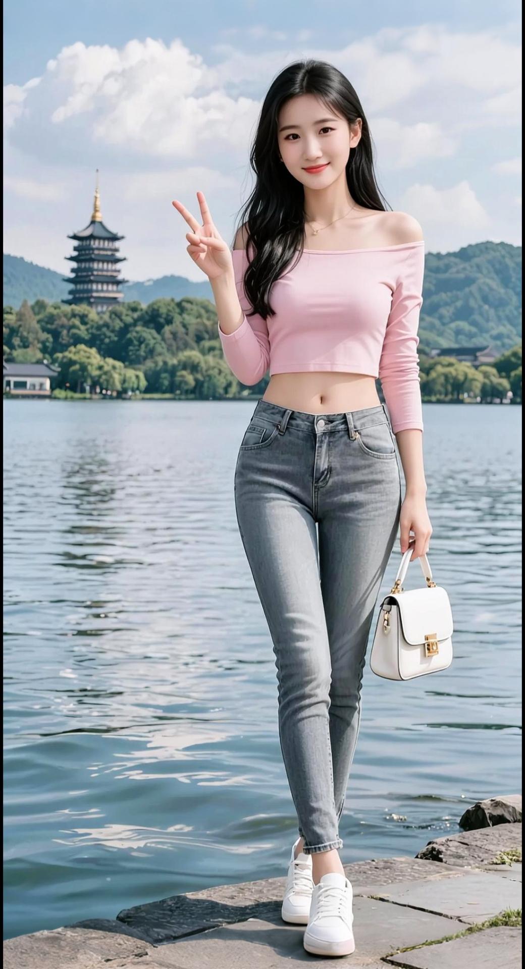 AI扩图 AI湖畔佳人写真