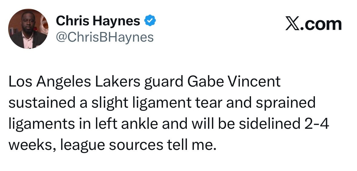 签三年，养三年，偶尔出来点支烟。🚬ChrisHaynes报道文森特左踝出现轻