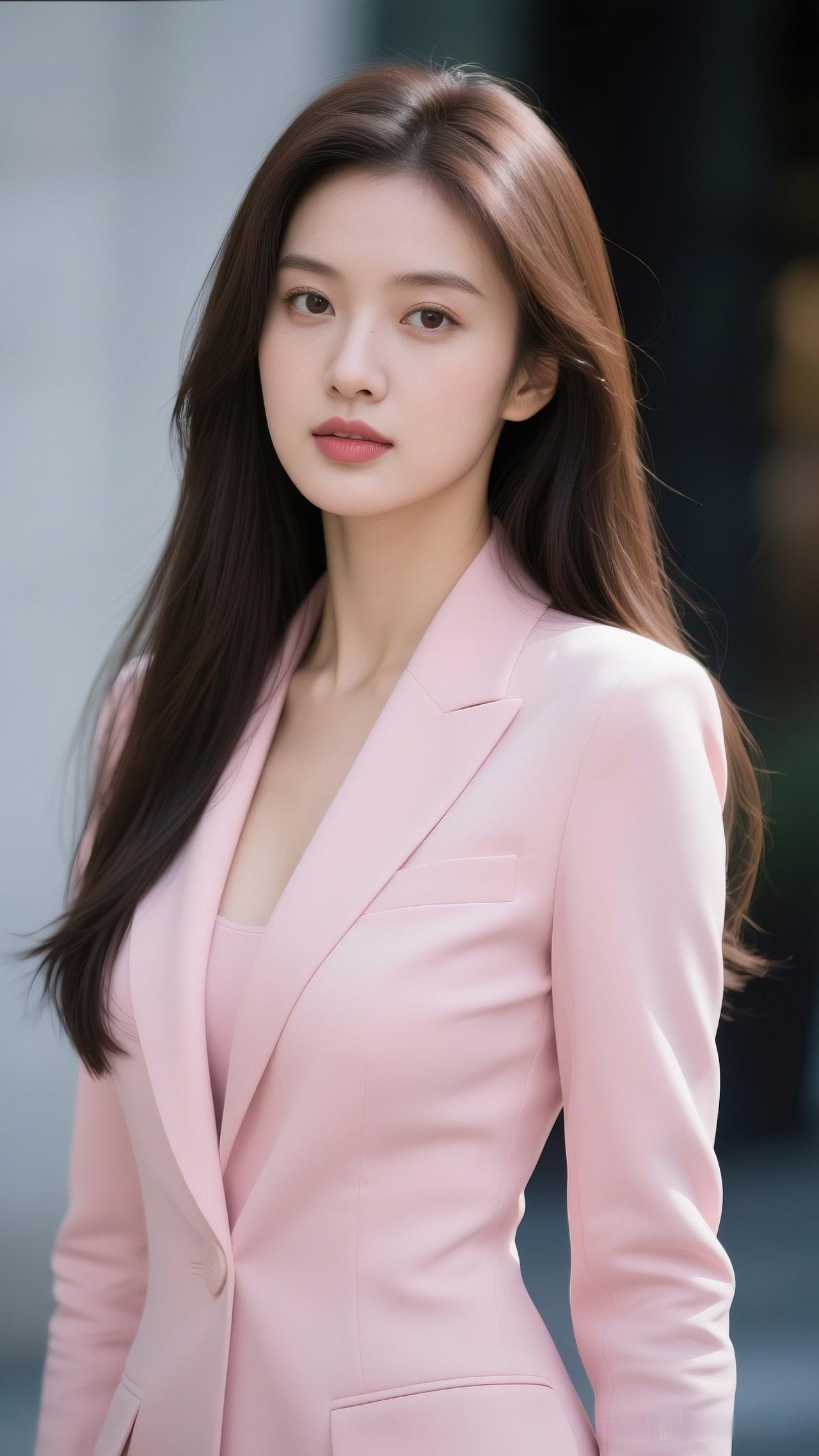 粉衣美人，似画如诗。你认为哪种女孩最迷人优雅粉西装，职场女神范儿十足！💄👠