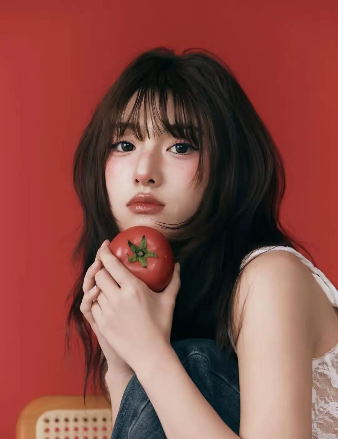 “番茄美少女”，挺好看[爱心]但…🍅放在jio上，不太卫生吧[无奈吐舌]