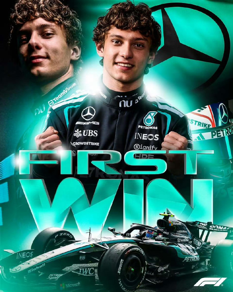 19岁安东内利生涯首胜，F1历史上第二年轻分冠得主上一次意大利人拿下分站冠军是2