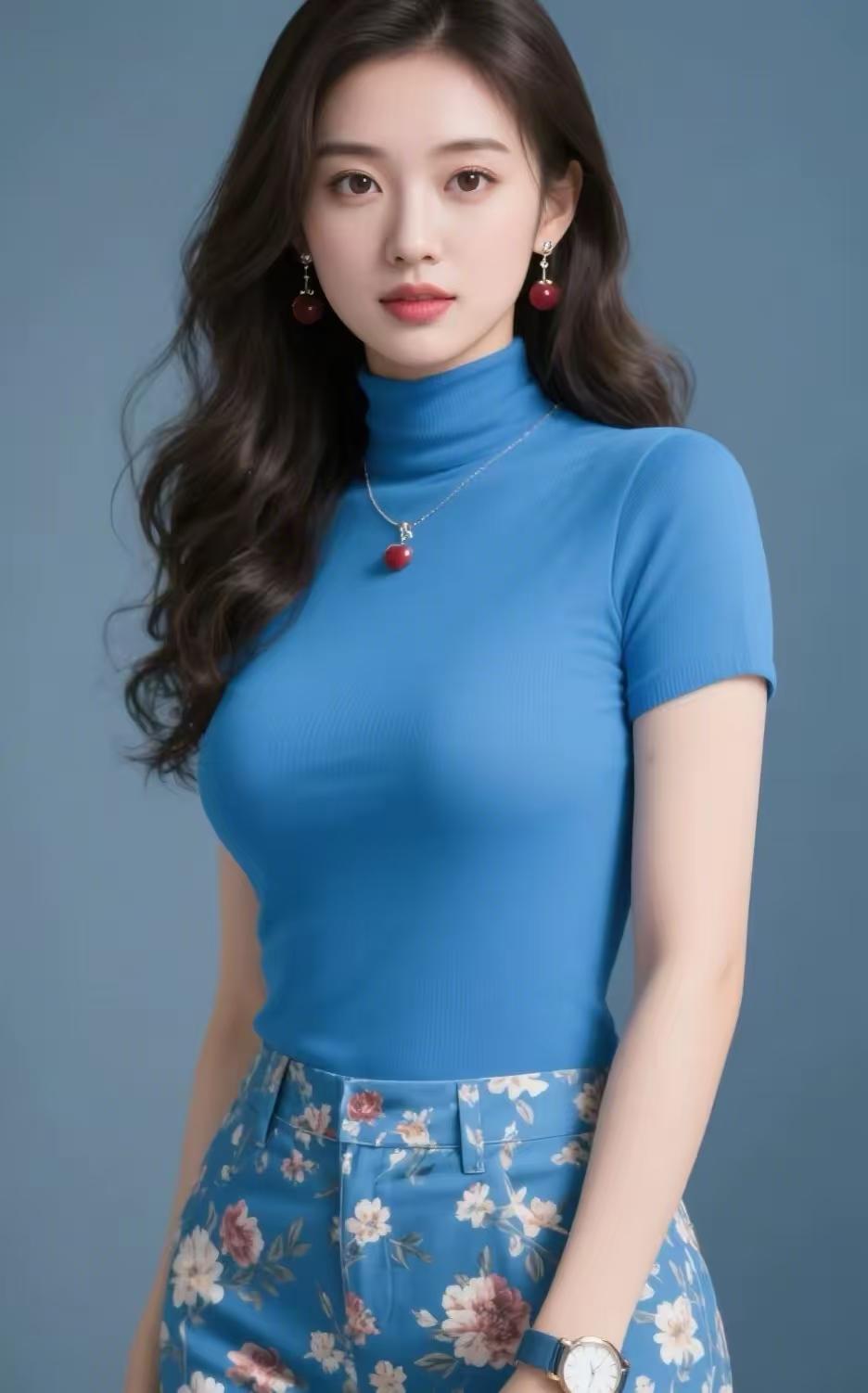 温柔蓝调，优雅穿搭，精致配饰，尽显女性魅力。