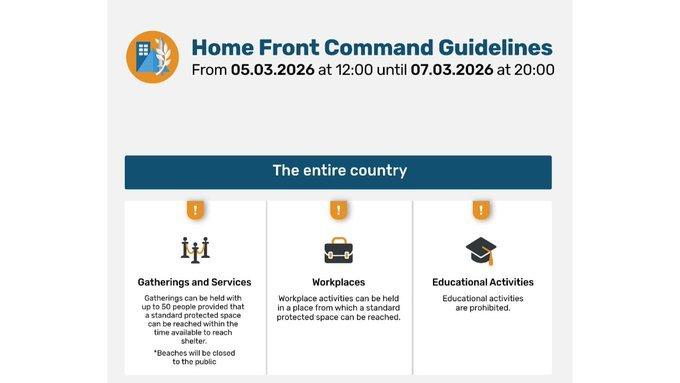 以色列国防军后方司令部自周四起放宽安全限制，允许开展有限活动。在特定条件下，允许