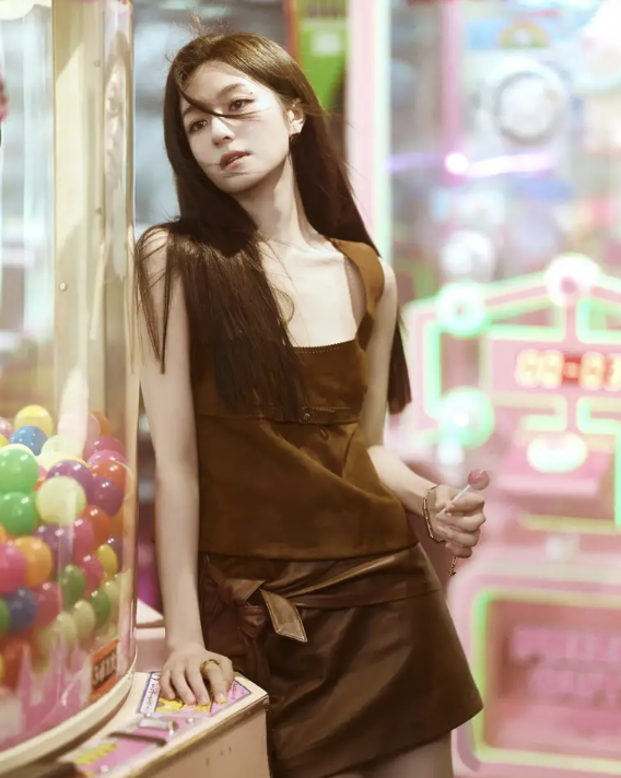 李兰迪游戏厅美照曝光，手持棒棒糖尽显俏皮