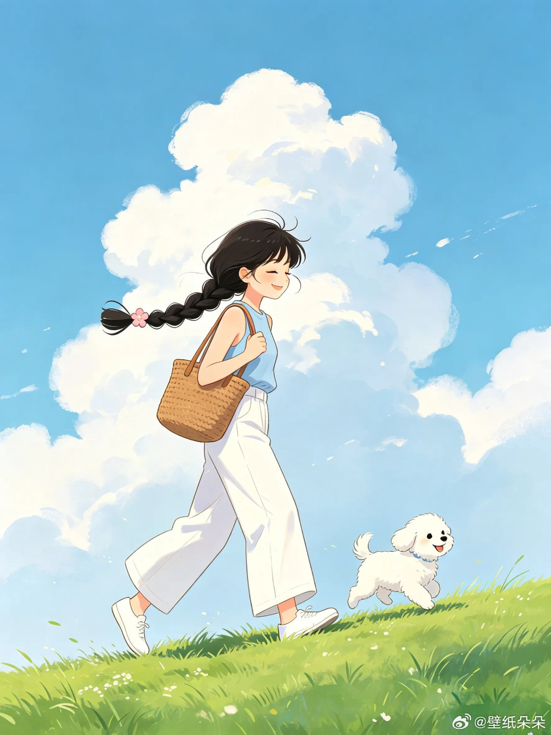 清爽秋季假期外游治愈系插画头像壁纸