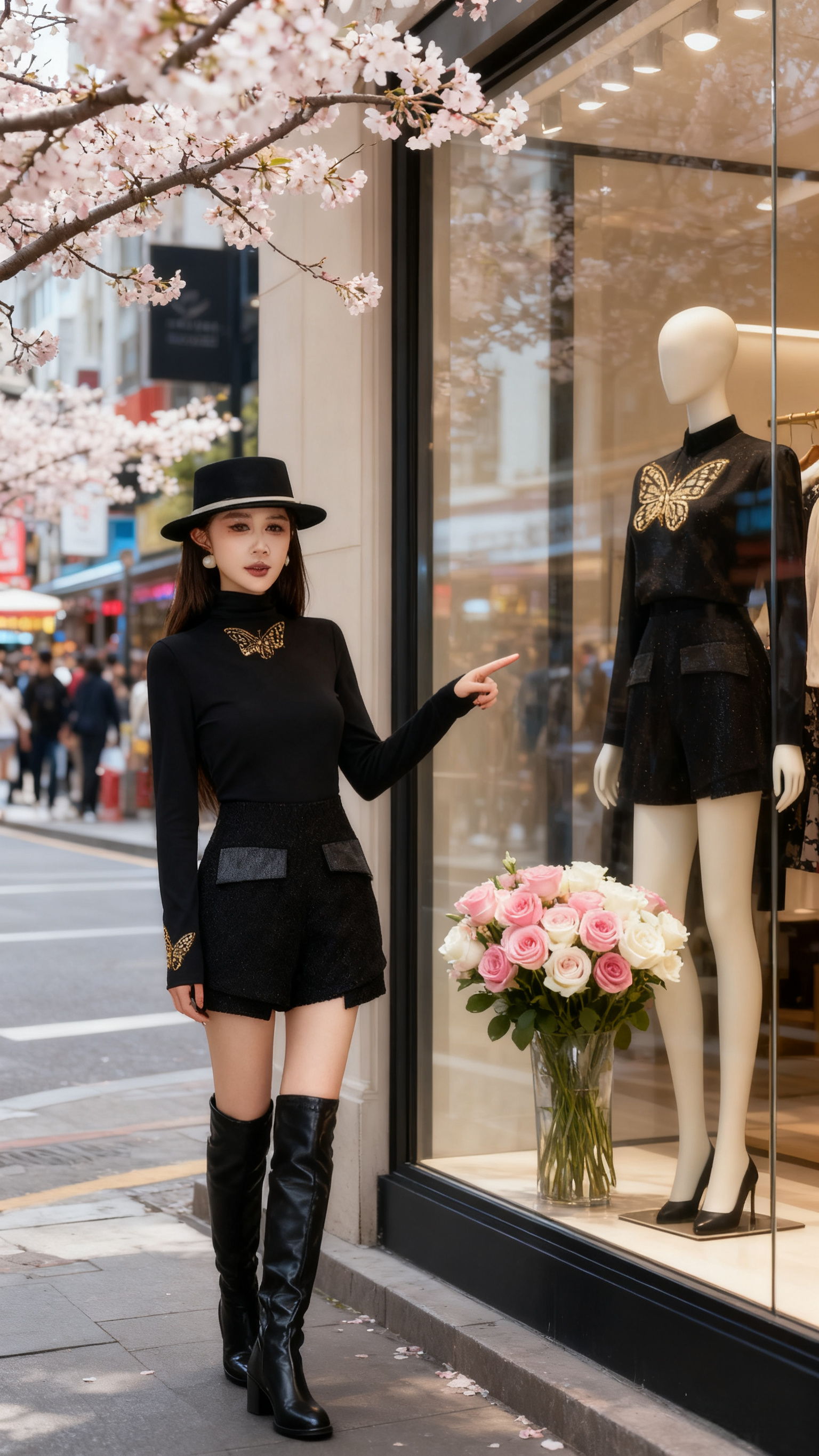 高级穿搭黑色系穿搭名媛风气质女孩大长腿小蛮腰<!--{...