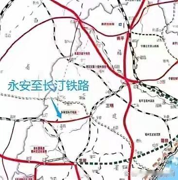 规划中的长永铁路，西与赣瑞龙铁路和建宁至冠豸山铁路相连，东与永安、鹰厦、兴泉铁路
