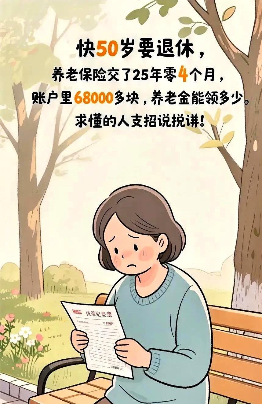 我都快愁死了！下个月就满50岁要退休了，今天查养老保险吓一跳，交了25年零4个