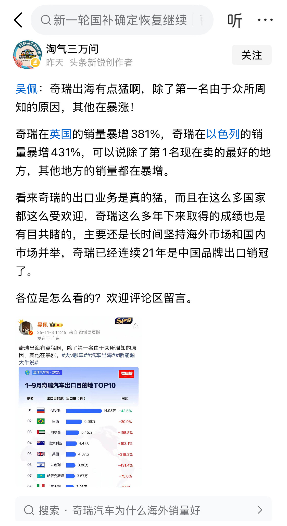 在海外，奇瑞就是替代丰田的。​​​