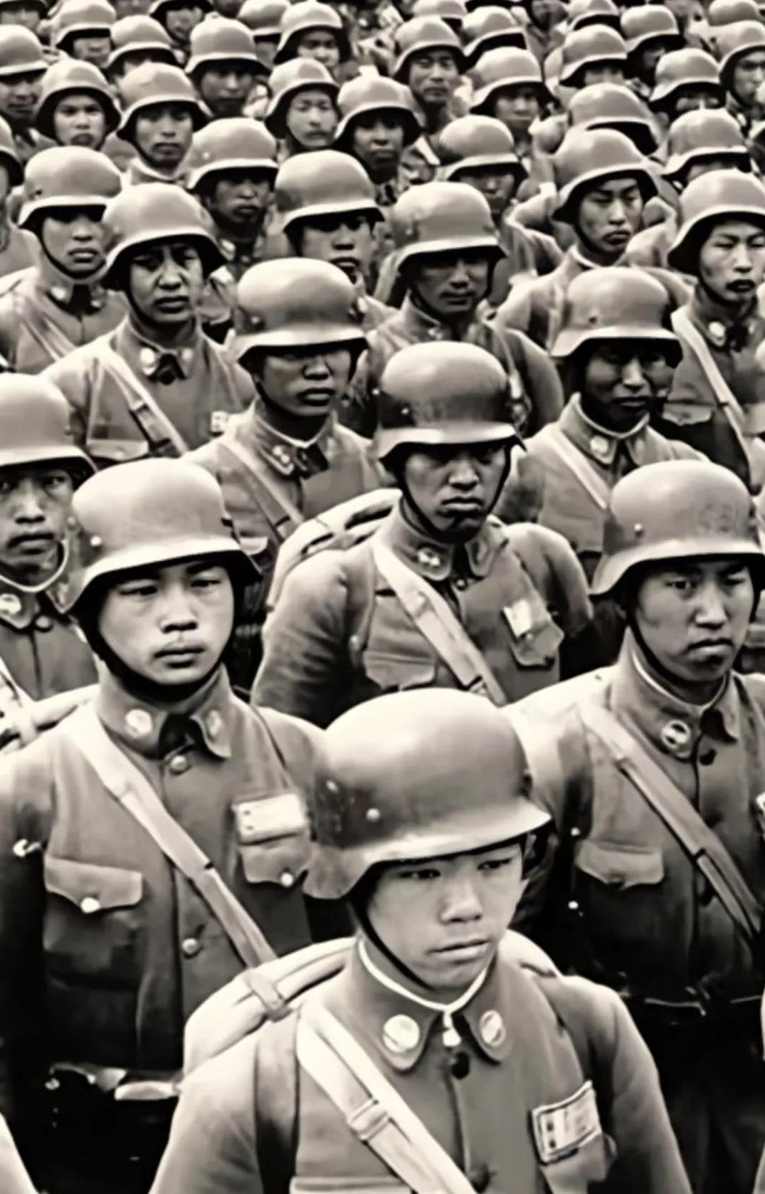 图片是1937年，集结完毕即将奔赴淞沪战场的中央军校教导总队官兵，教导总队是抗战